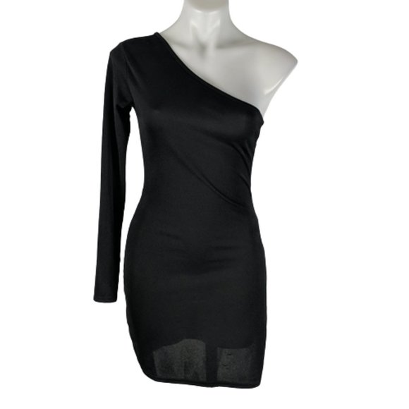 PrettyLittleThing Dresses & Skirts - Pretty Little Thing Women's Dress Size 10 One Shoulder Long Sleeve Bodycon NEW